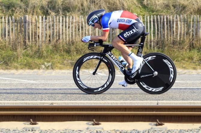 Sylvain Chavanel (Omega Pharma - QuickStep) on his way to winning the final stage and overall.