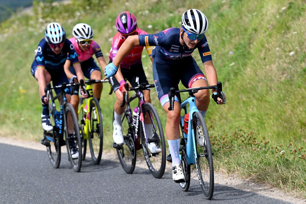EPERNAY FRANCE JULY 26 Elisa Longo Borghini of Italy and Team Trek Segafredo attacks in the breakaway during the 1st Tour de France Femmes 2022 Stage 3 a 1336km stage from Reims to pernay TDFF UCIWWT on July 26 2022 in Epernay France Photo by Dario BelingheriGetty Images