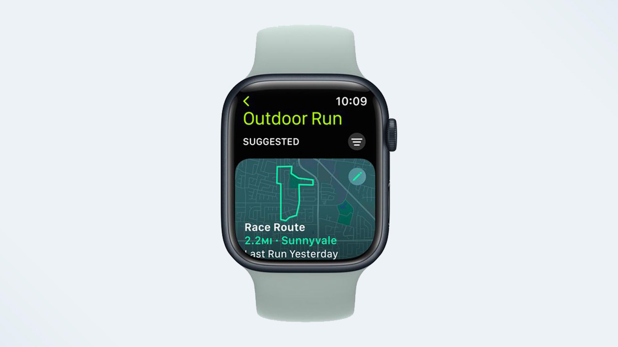 скриншот функции гоночного маршрута Apple Watch
