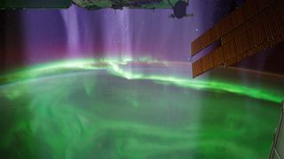 This amazing view of Earth's auroras seen from the International Space Station is featured in the new PBS NOVA documentary "Earth from Space" airing on Feb. 13, 2013.