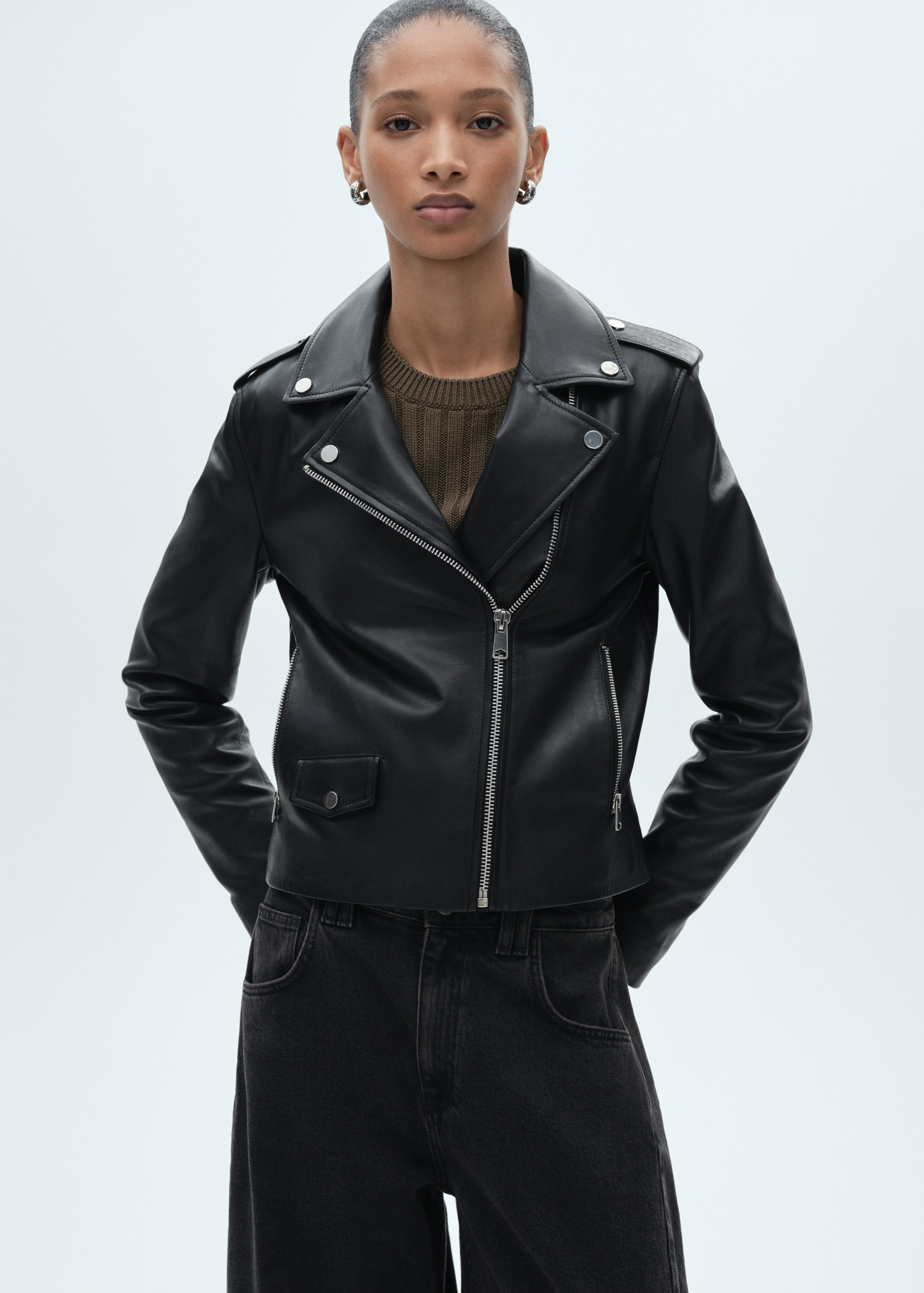 Leather Biker Jacket - Women | Mango United Kingdom