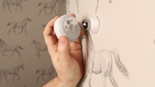 SmartThings Motion Sensors are very quick to set up – simply stick the mounting bracket where desired using the included 3M tape, then snap the sensor onto the magnetic ball mount.