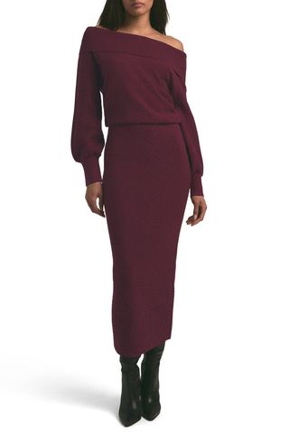 The Irene Off the Shoulder Long Sleeve Maxi Sweater Dress