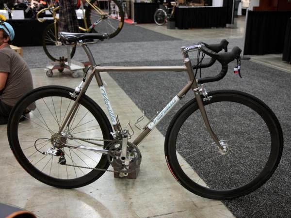 Vanilla's show bikes were somewhat more subdued at this year's NAHBS but no less beautiful to look at, such as this grey lugged steel roadster.