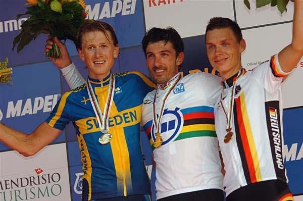 Elite men's time trial podium