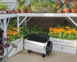 greenhouse heater by shelves