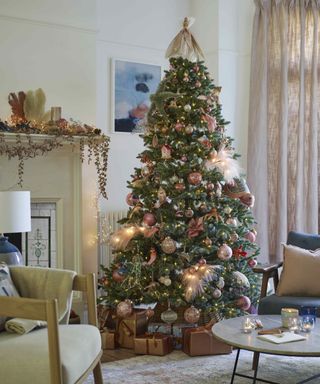 Christmas tree ideas with pink blush decorations