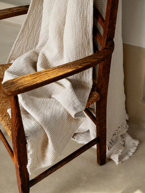 Piglet In Bed, Elderberry Cotton Textured Throw