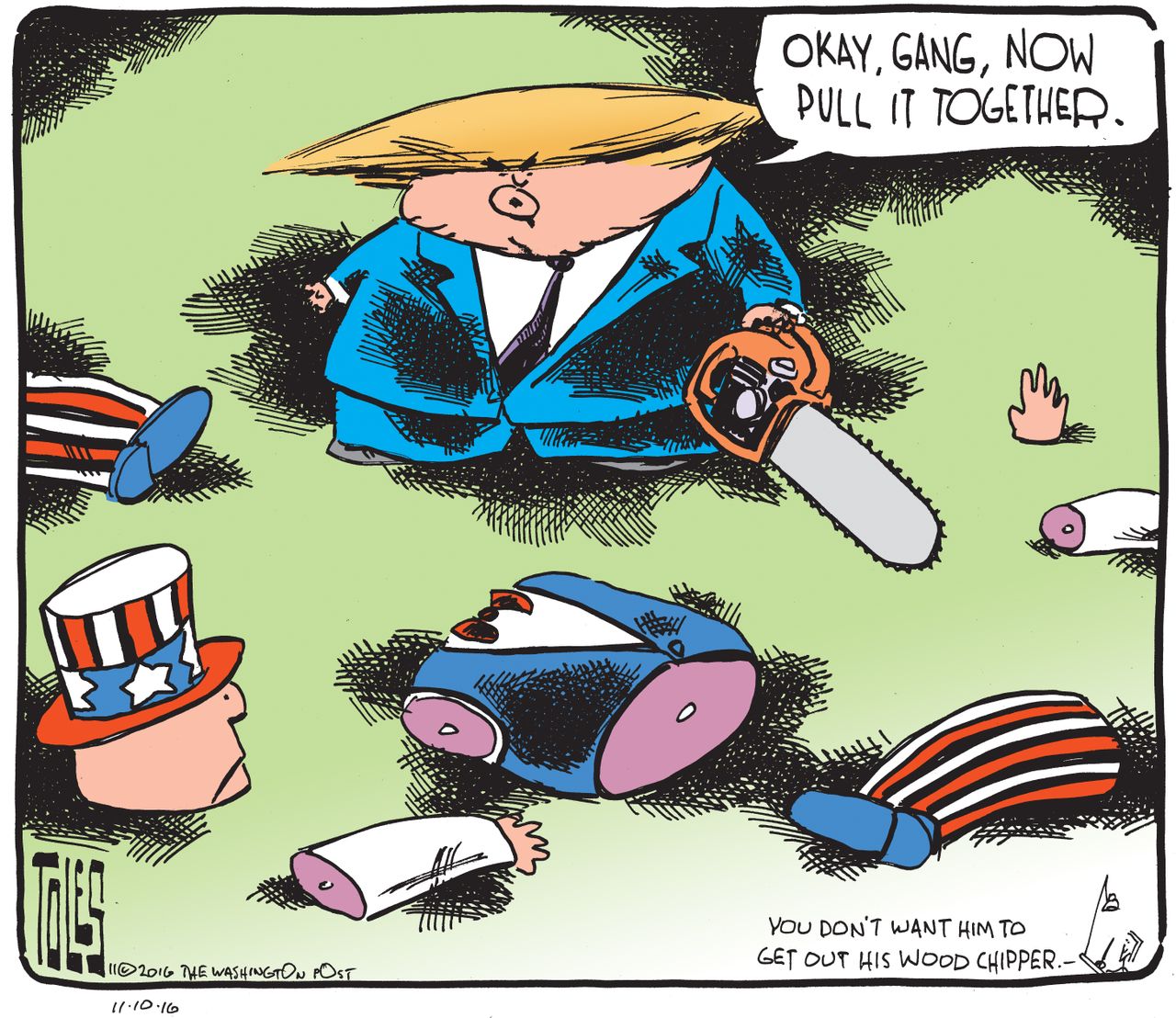 Political cartoon U.S. Donald Trump divided America