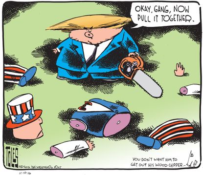 Political cartoon U.S. Donald Trump divided America