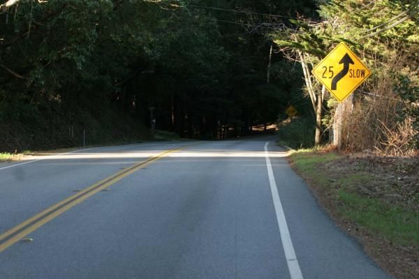 What looks like a scary, tight descent becomes wide open when closed to traffic