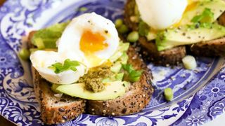 Gluten-free eggs on toast with pesto