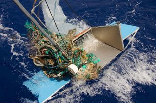 This floating garbage was too big to fit into the Manta Trawl, which was used to sample trash in the Great Pacific Garbage Patch.
