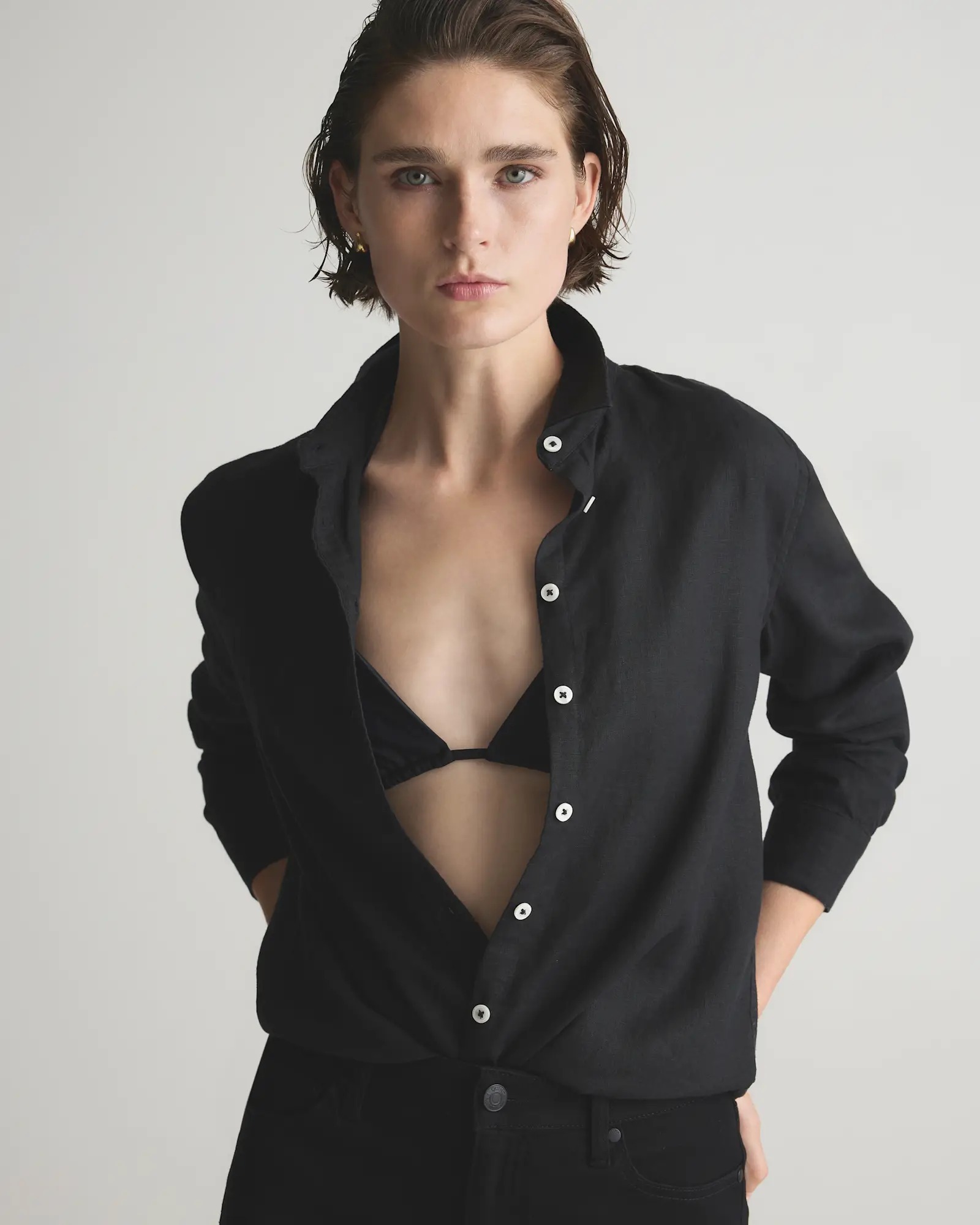 100% European Linen Shirt in White