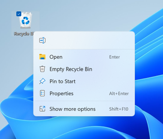New Recycle Bin Modern UI Context Menu