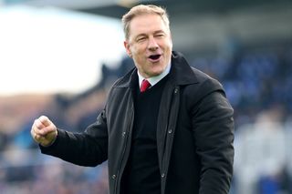 Crawley Town Manager Scott Lindsey celebrates at full time during the Sky Bet League 2 match between Hartlepool United and Crawley Town at Victoria Park, Hartlepool on Saturday 22nd April 2023. (Photo by Michael Driver/MI News/NurPhoto via Getty Images)