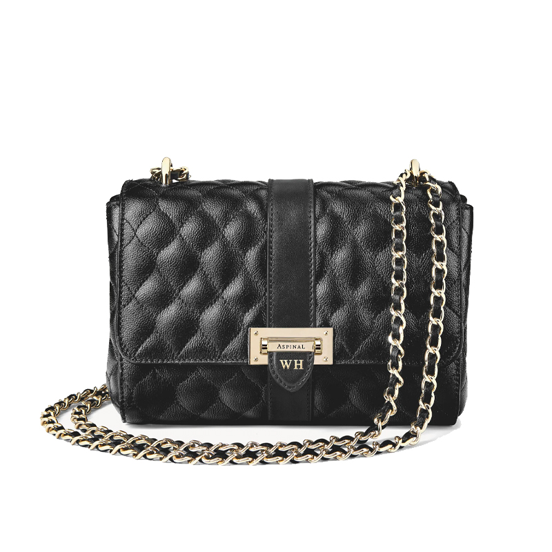 Aspinal of London black quilted kaviar bag