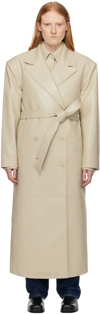 Beige trench coat “Tina” made of faux leather