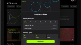 Custom Plan option in Fitness app