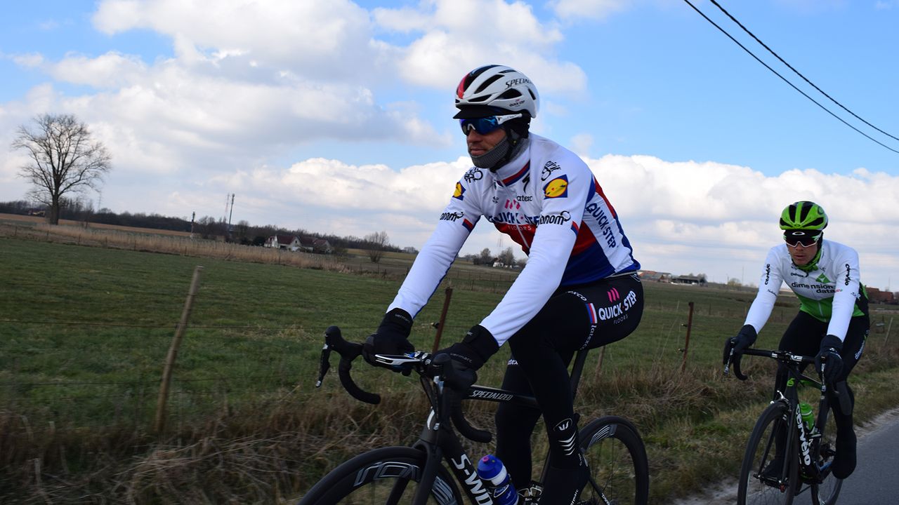 The pair ride at an easy pace