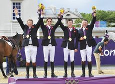 The gold medal winning British team at the London 2012 Olympic Games