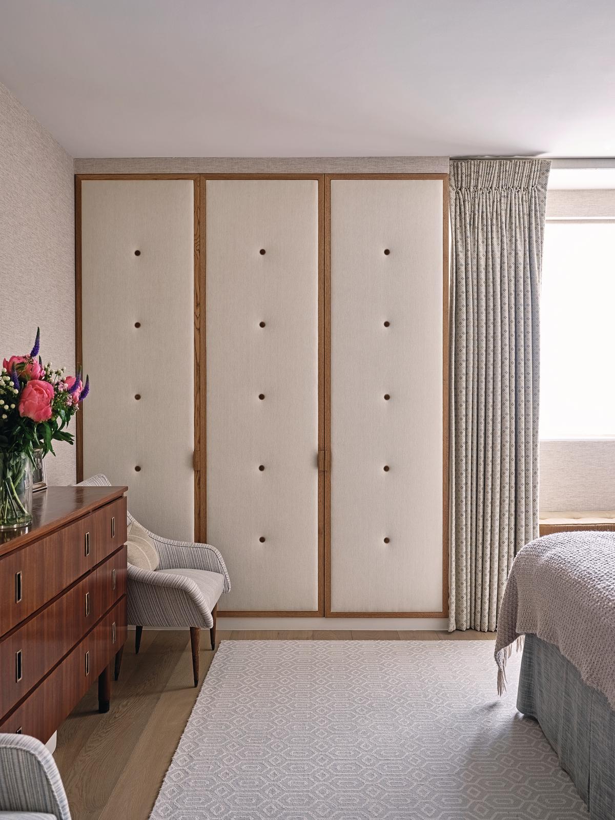 built in wardrobes with padded upholstered doors