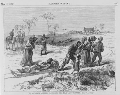 An illustration of the Colfax Massacre that appeared in 'Harper's Weekly.'