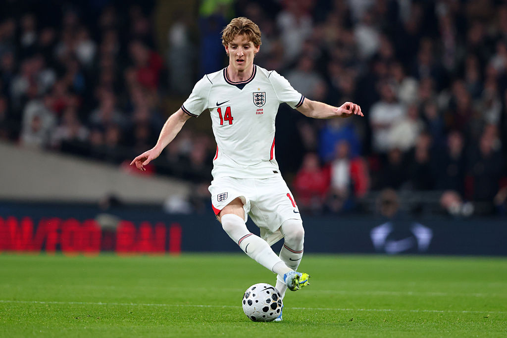 Anthony Gordon of England during the international friendly match between England and Japan at Wembley Stadium on March 31, 2026 in London, England.