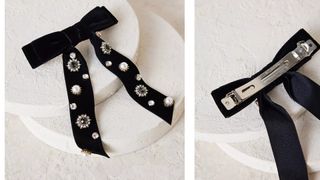 Anthropologie bow clip with pearl detailing