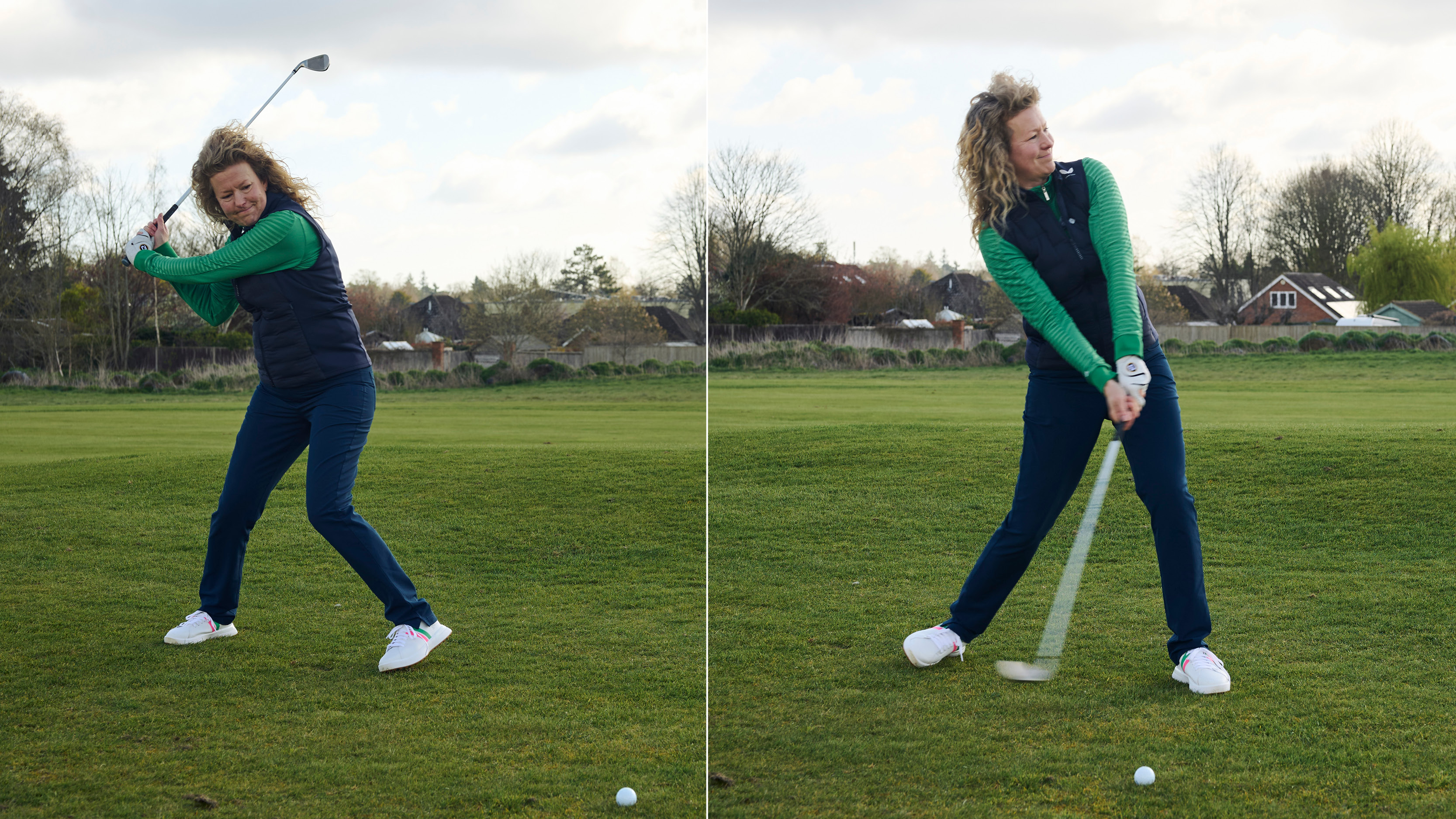 Katie Dawkins demonstrating a 'Happy Gilmore' drill