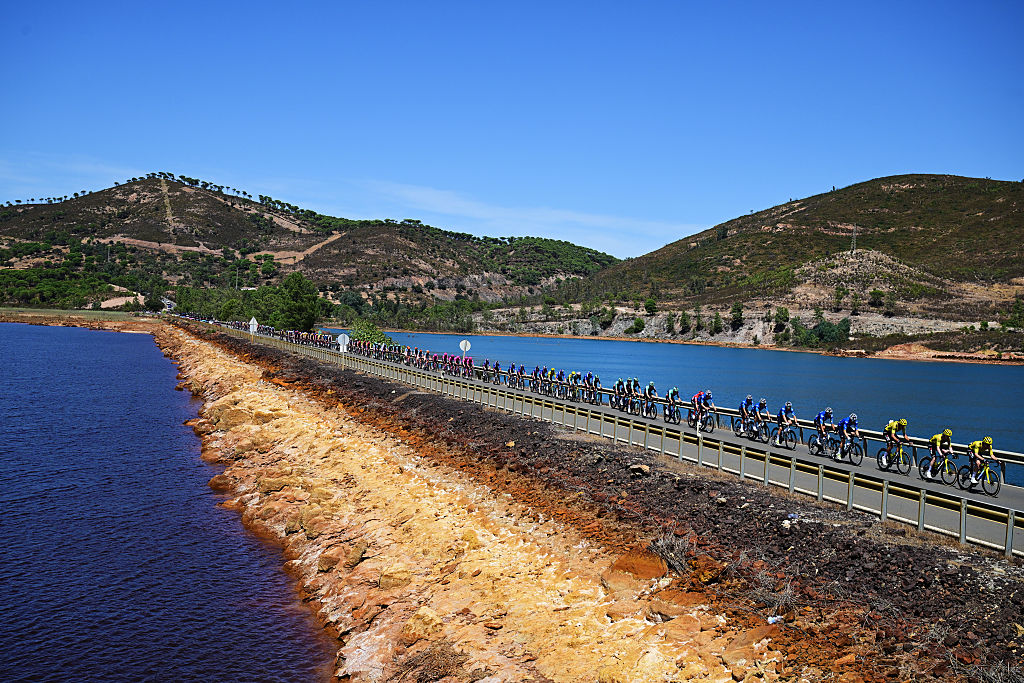 The peloton during stage 16 of the 2026 Vuelta a Espa&amp;ntilde;a. (Photo by Tim de Waele/Getty Images)