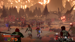 Tears of Metal - Player units running into battle against a large group of enemies, the battlefield is full of characters fighting and looks very much like a Dynasty Warriors game.