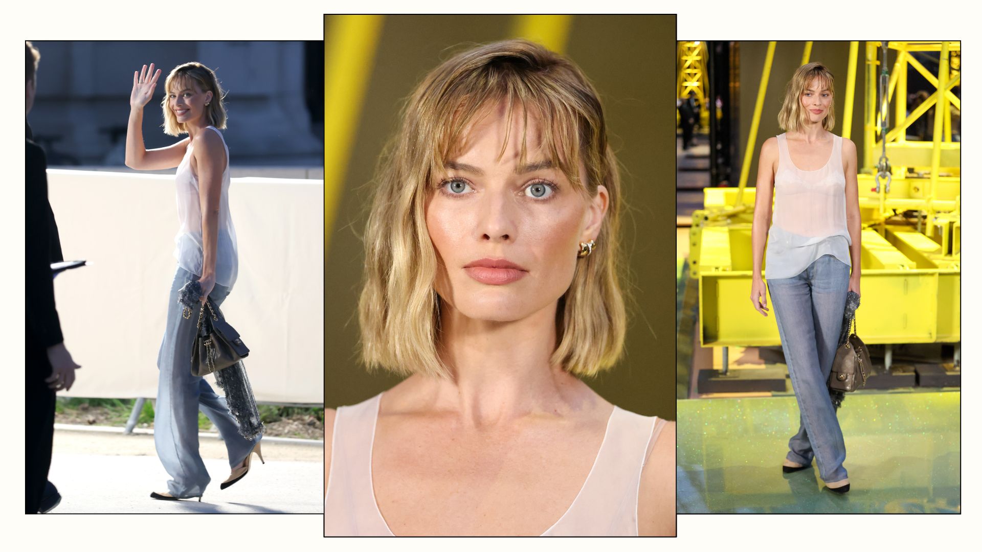 Margot Robbie with new bob haircut at the Chanel AW26 Fashion Show