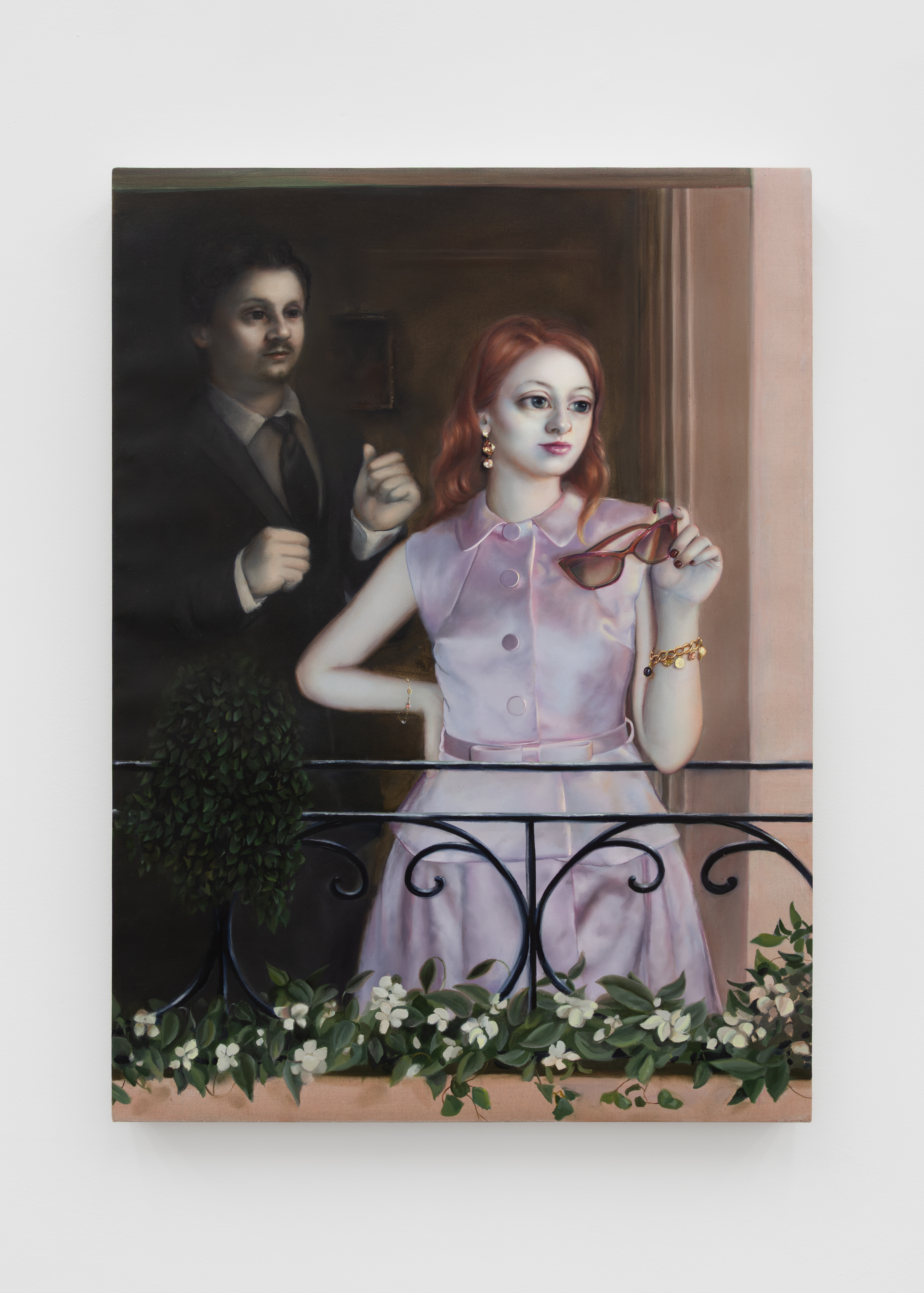 Hannah Murray painting of a couple on balcony
