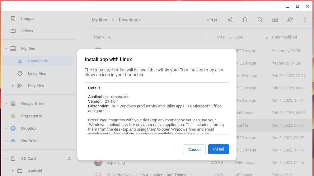 Install app with Linux