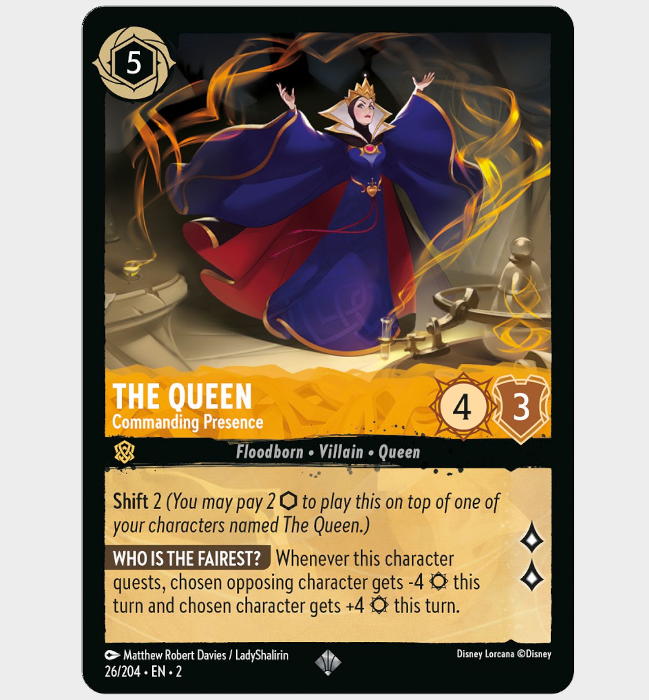 Disney Lorcana cards on a plain background