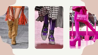 shoe trends 2022 on the runway from: Etro, Dior, Valentino