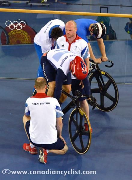 Great Britain's Chris Hoy straps in