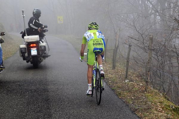 Sylvester Szmyd (Liquigas - Cannondale) in the mist