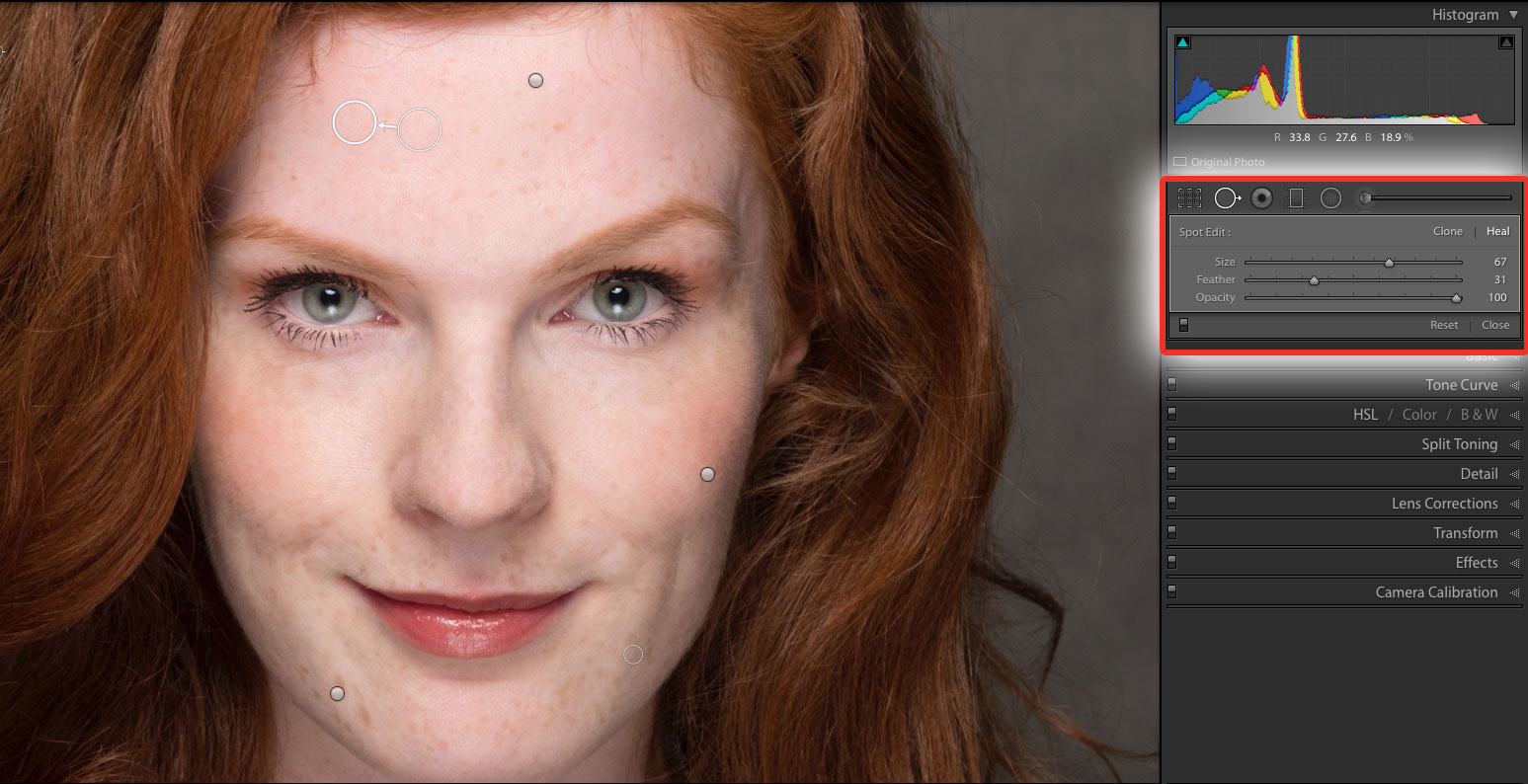 Lightroom tutorial enhance freckles