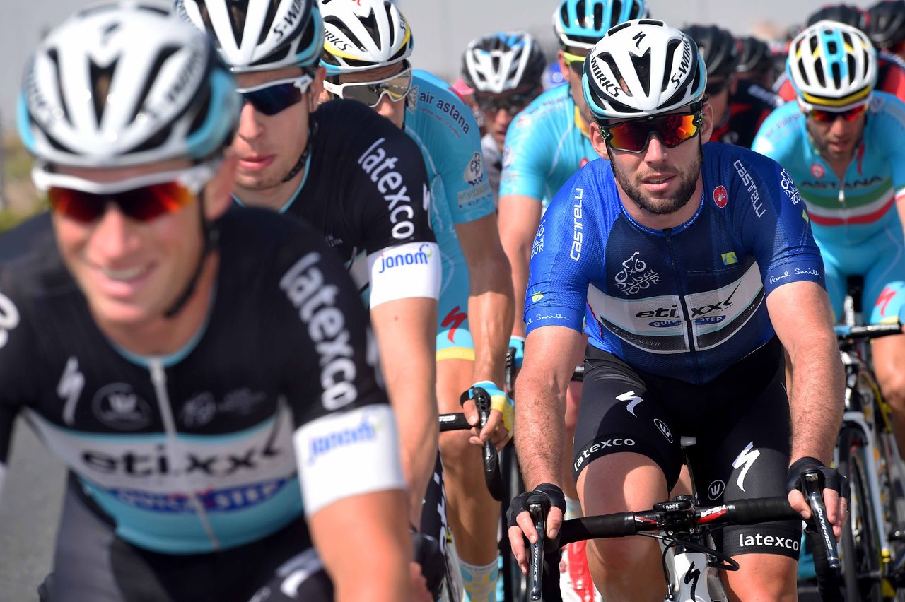 Mark Cavendish safely in the bunch