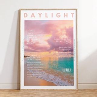 Poster with pastel sunset beach scene