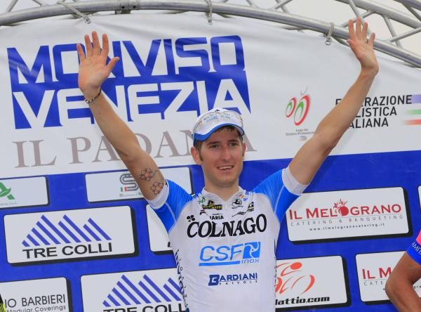 Sacha Modolo (Colnago-CSF) atop the podium.