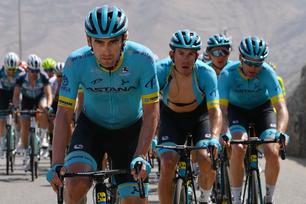 Artyom Zakharov leads his Astana teammates at the 2019 Tour of Oman