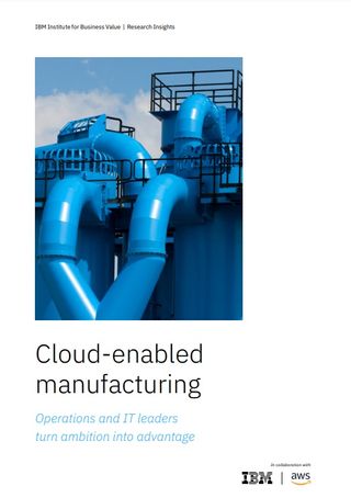 A whitepaper with blue industrial image on cover, on how to achieve cloud-enabled manufacturing