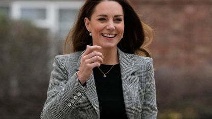 Britain's Catherine, Duchess of Cambridge, arrives for an official visit to PACT (Parents and Children Together) in south London, February 8, 2022. - The Duchess will meet volunteers and attendees of PACT Southwark's weekly MumSpace group
