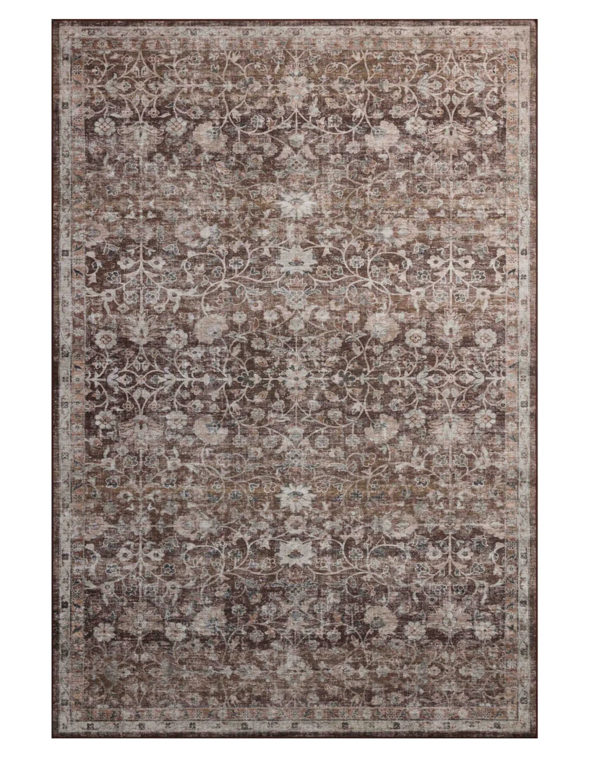 Vintage-style rug with brown and cream tones