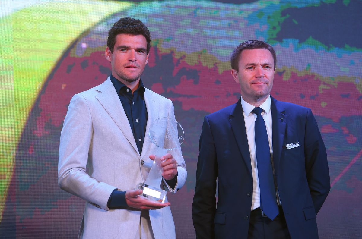 Greg Van Avermaet with UCI President David Lappartient