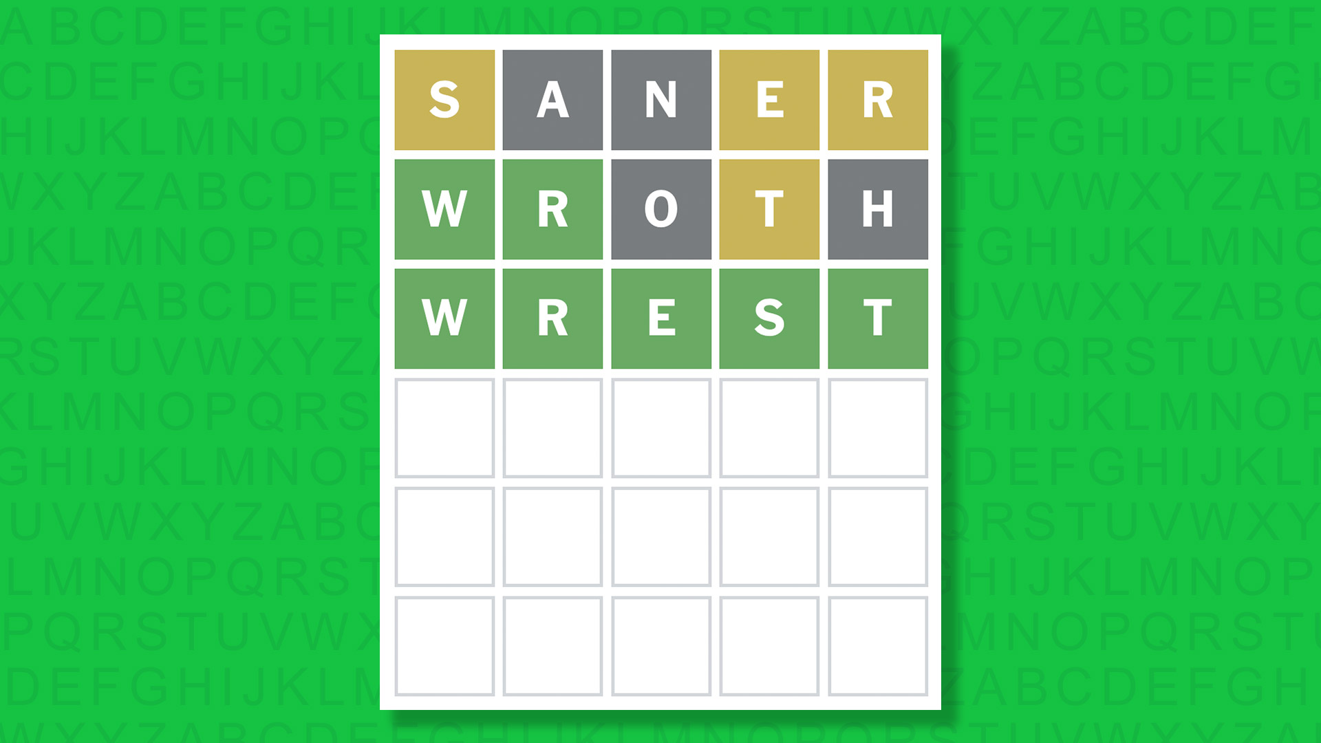 NYT Wordle answer for 1949 on a green background