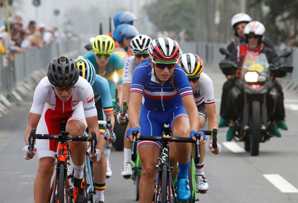 Ferrand Prevot (France) worls hard in a break